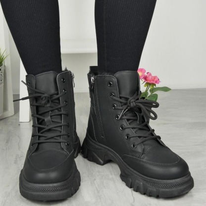 Women's Faux Fur Lace-Up Zip Boots