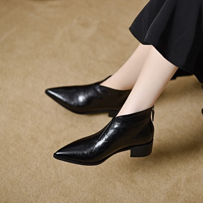 Women's Sexy V-cut Leather Ankle Boots