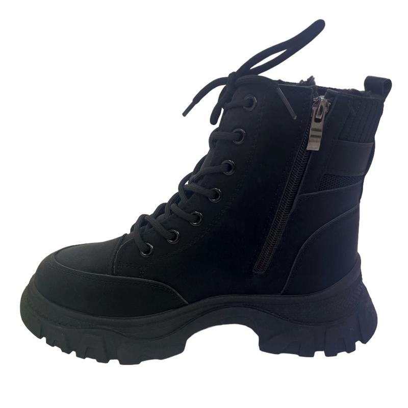 Women's Chunky Lace Up Flat Ankle Boots