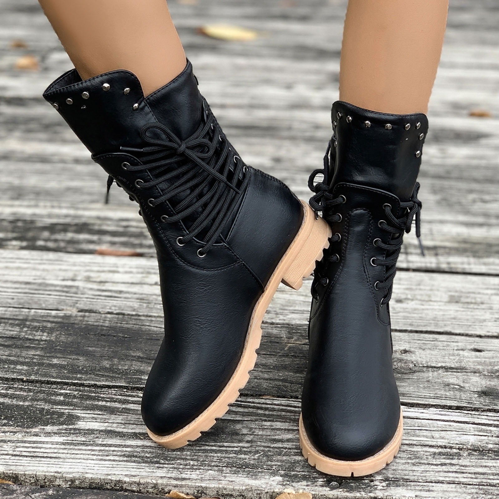 Women's Mid Calf Boots Vintage Ankle Boots