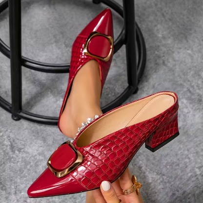 Women's Pointed Toe Buckle Heels