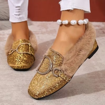 Women's Elegant Moccasin Plush Slippers