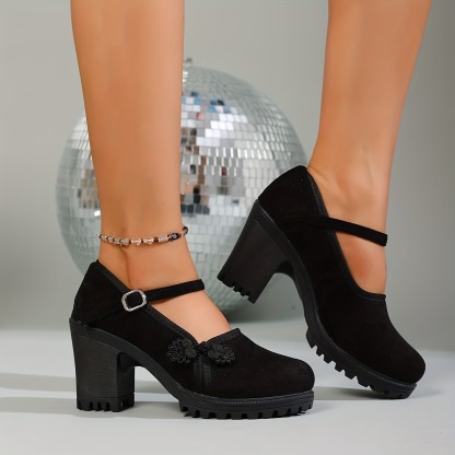 Women's Vintage Chunky Heel Flat Shoes