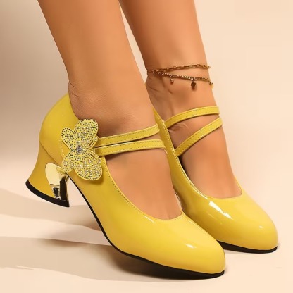 Women's Rhinestone Butterfly Mary Jane Pumps