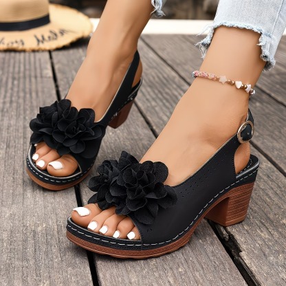 Women's Stylish Floral Chunky Heels