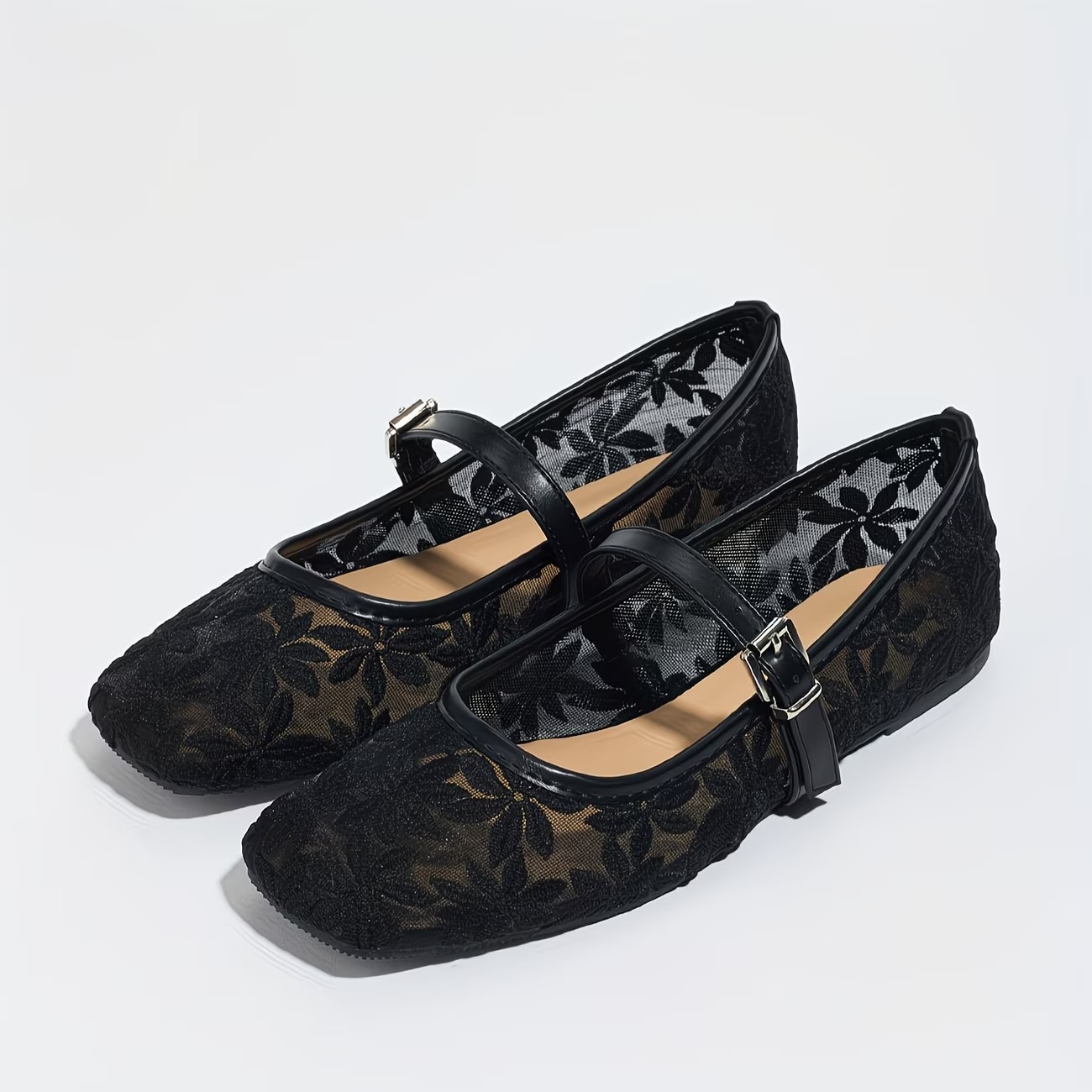 Women's Mesh Square Toe Flats