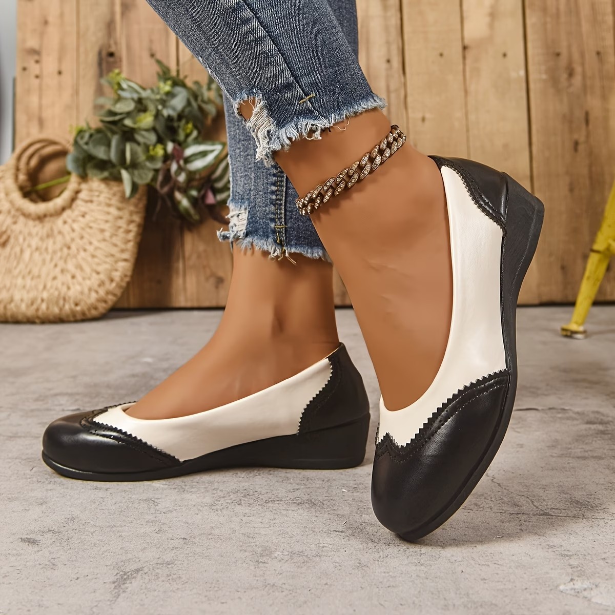 Women's Color Block Wedge Loafers