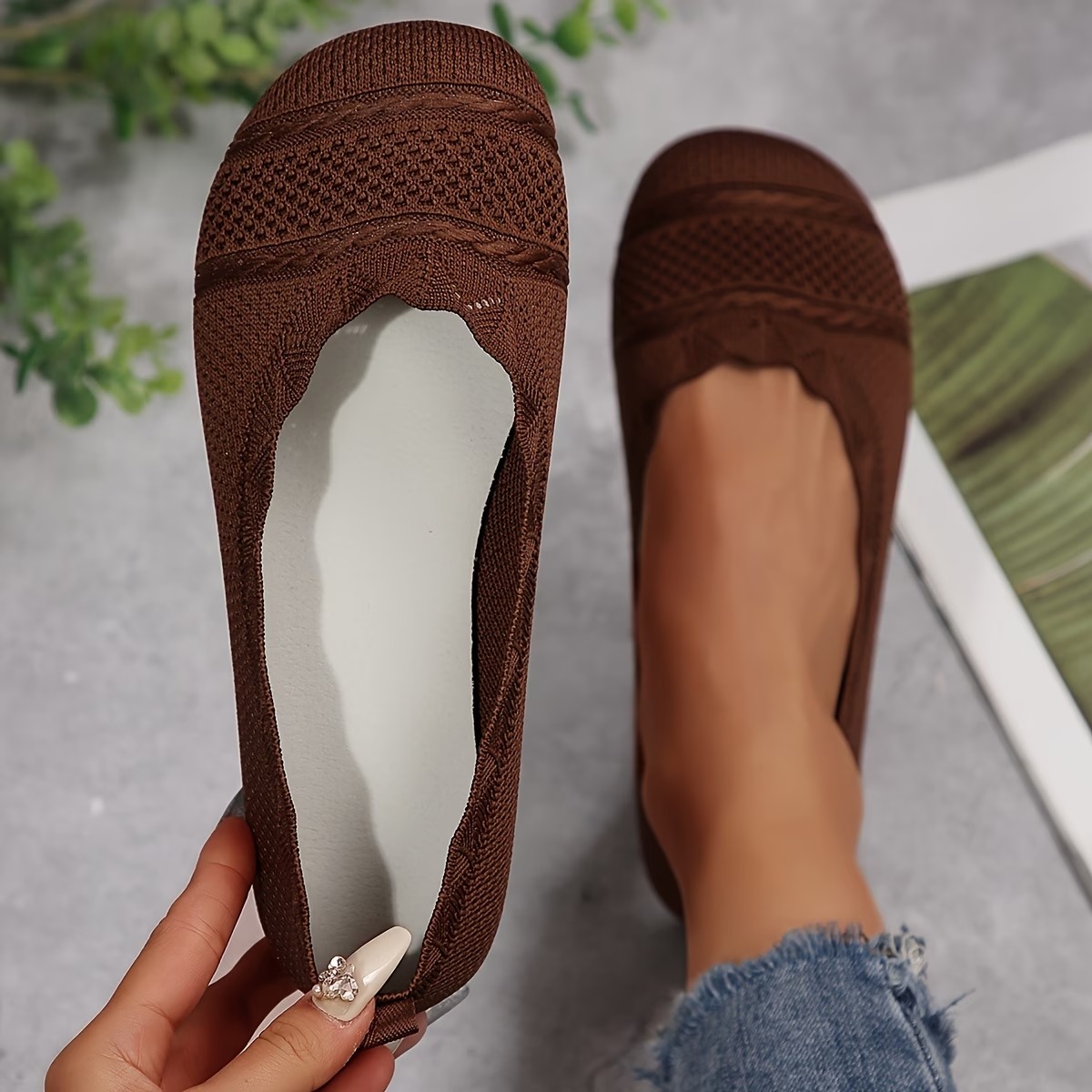 Women's Round-Toe Knitted Flats