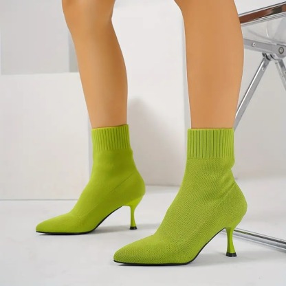 Elegant Solid Color Fabric Ankle Booties