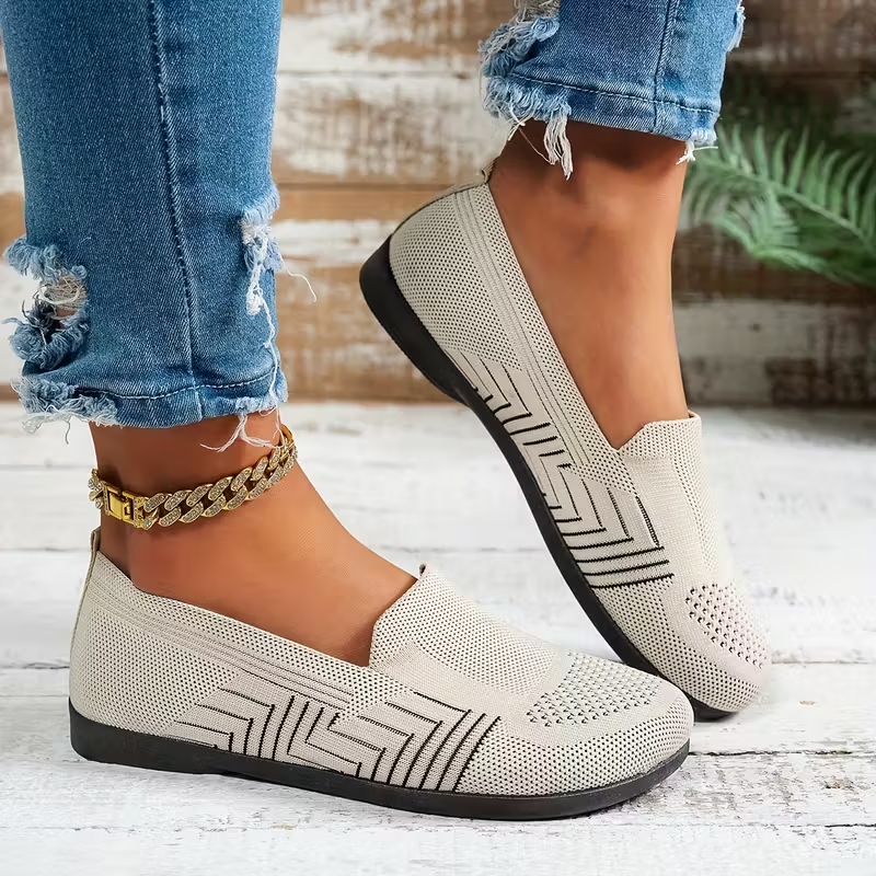 Women's Striped Mesh Flats