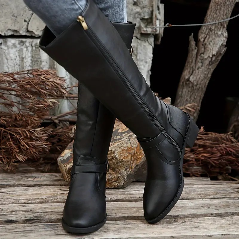 Comfy Chunky Heel Mid-Calf Boots