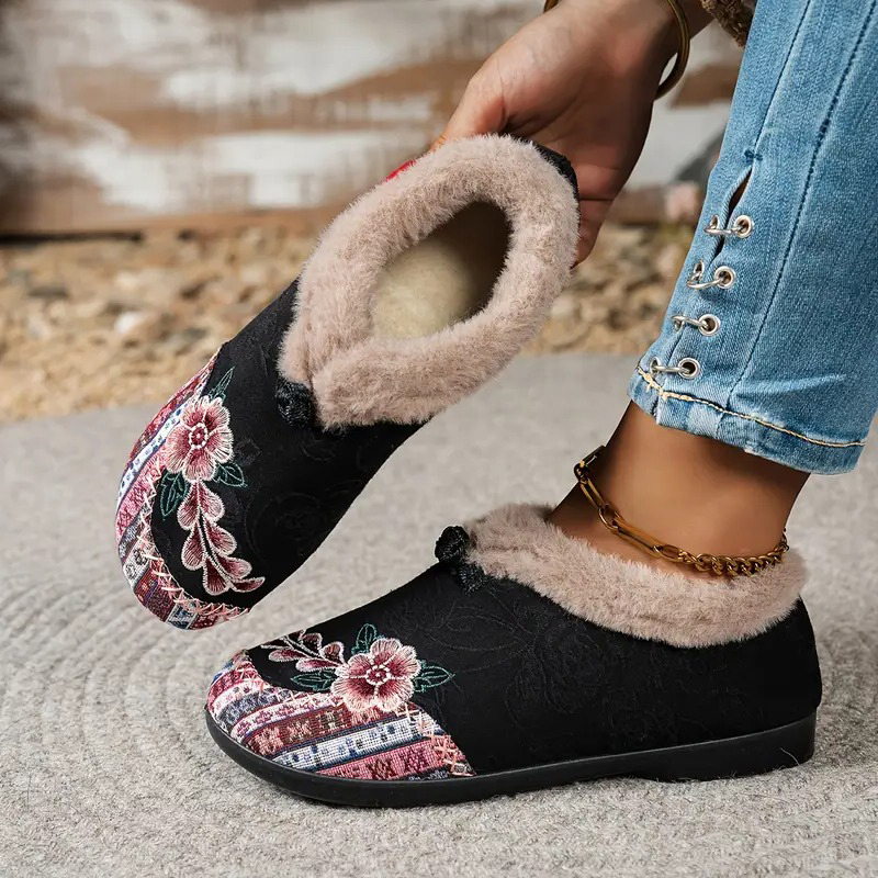 Women's Warm Floral Ankle Boots