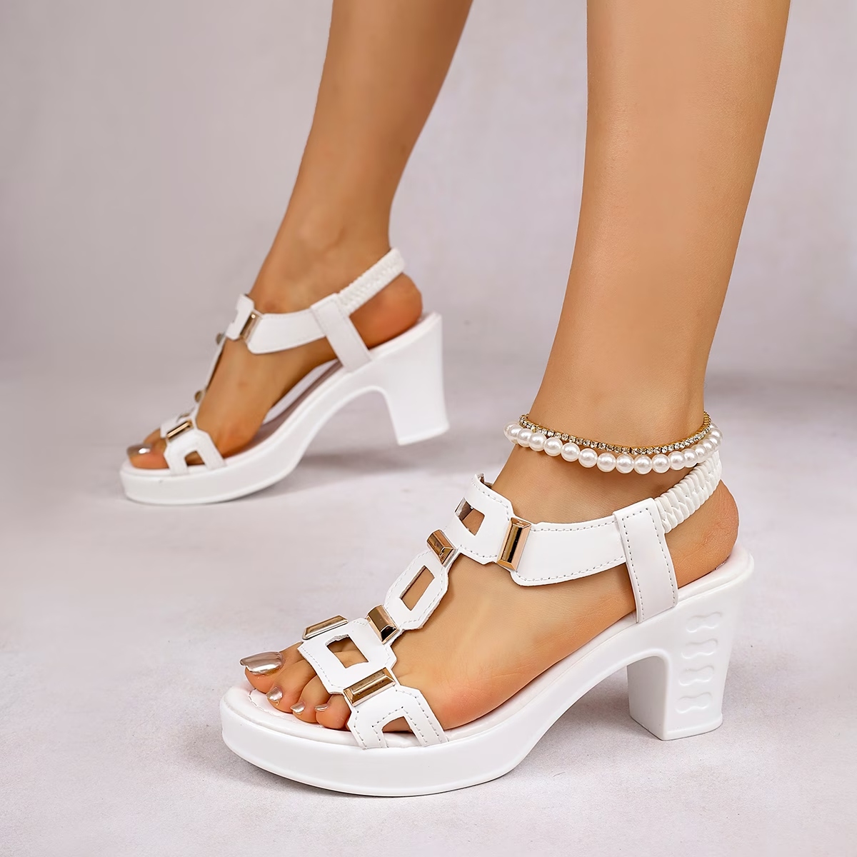Women's T-Strap Platform Wedge Sandals