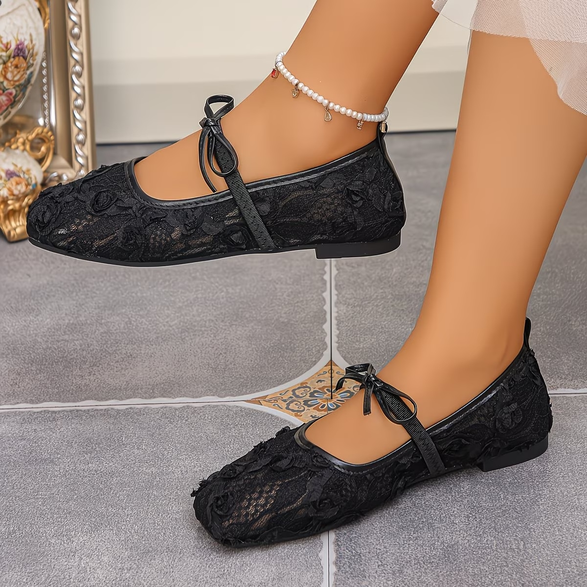 Women's Lace Mary Jane Flats