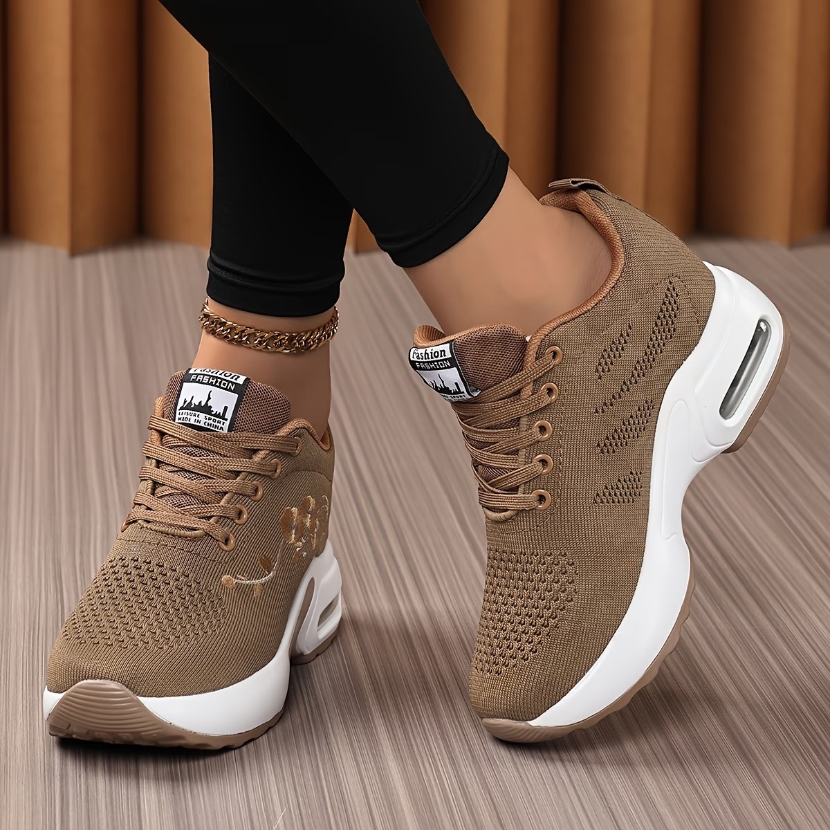 Women'S Embroidered Wedge Sneakers