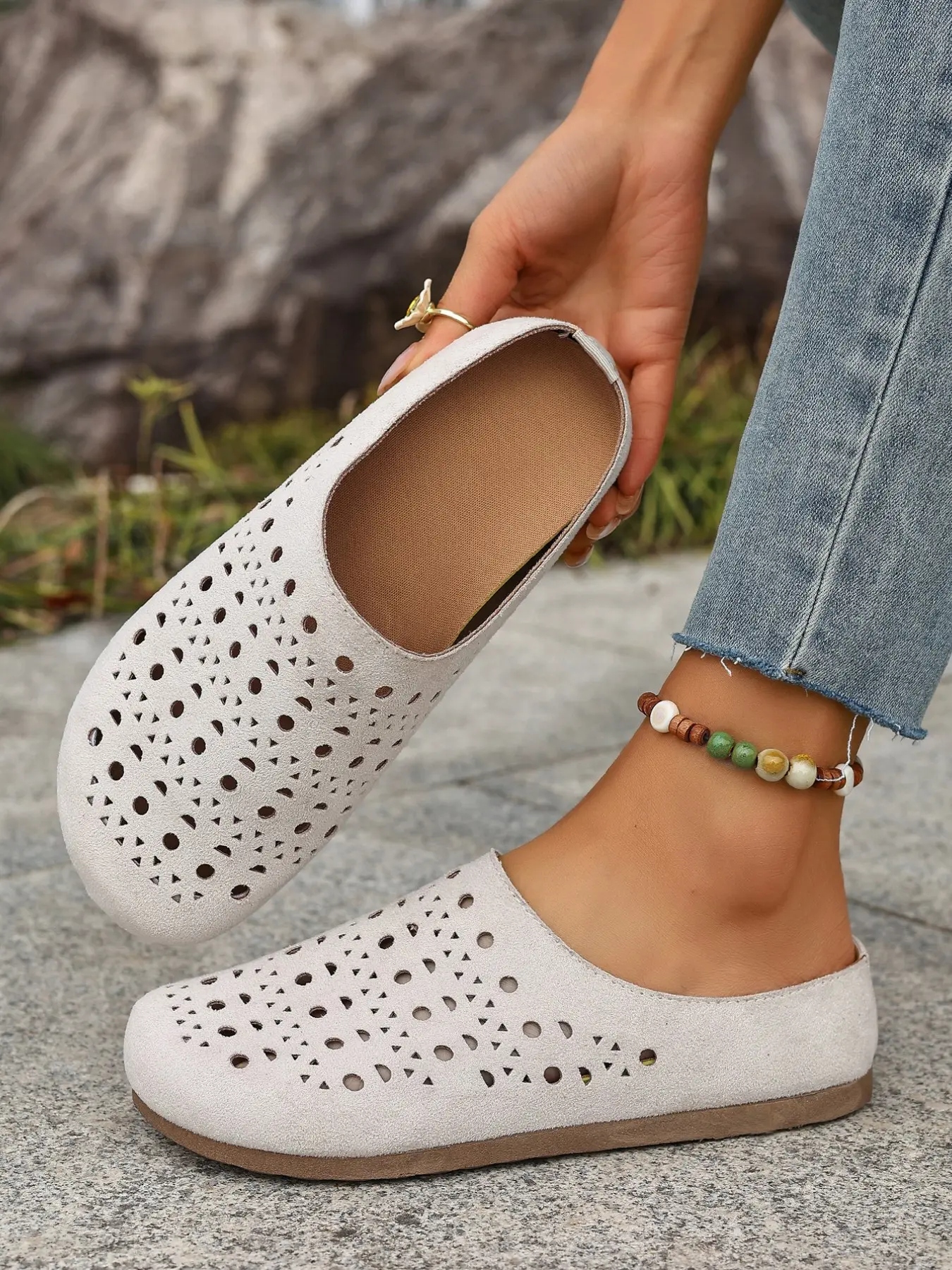 Women's Faux Fur Holes Sandals