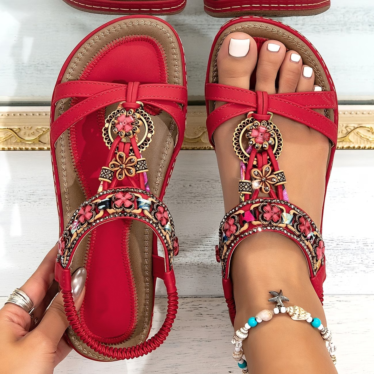 Women's Bohemian Floral Sandals