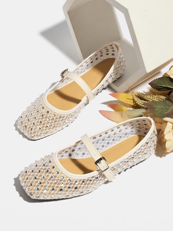 Women's Mesh Rhinestone Ballet Flats