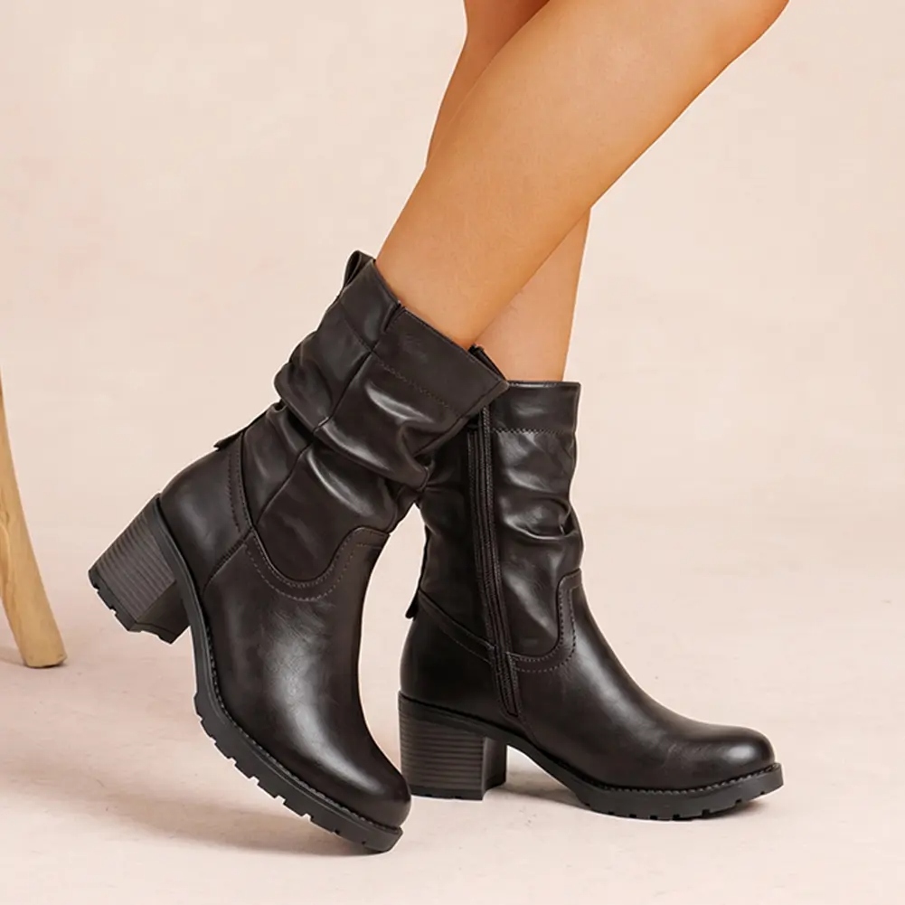 Women's Comfy Rouched Ankle Boots