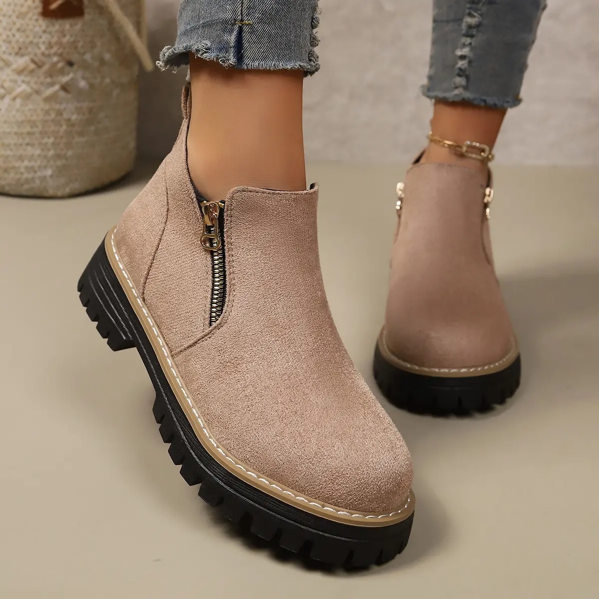 Women's Platform Low-heeled Ankle Boots