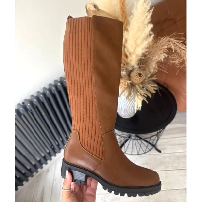 Women's Stretch Elastic Gusset Zip Closure Boots