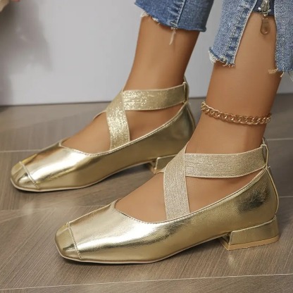 Women's Low-heeled Cross-elastic Single Shoes