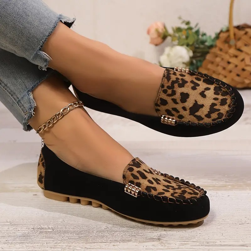 Women's Leopard Print Patchwork Loafers