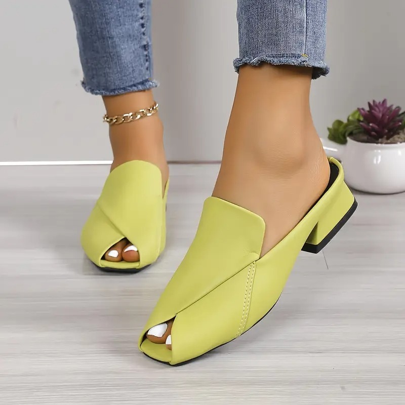 Stylish Square Toe Chunky Low Heels