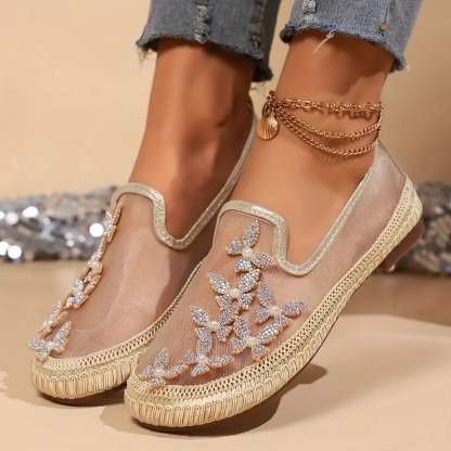 Rhinestone Butterfly Casual Flat Shoes