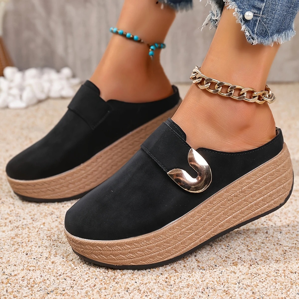 Women's Thick Platform Half-Slip Sandals