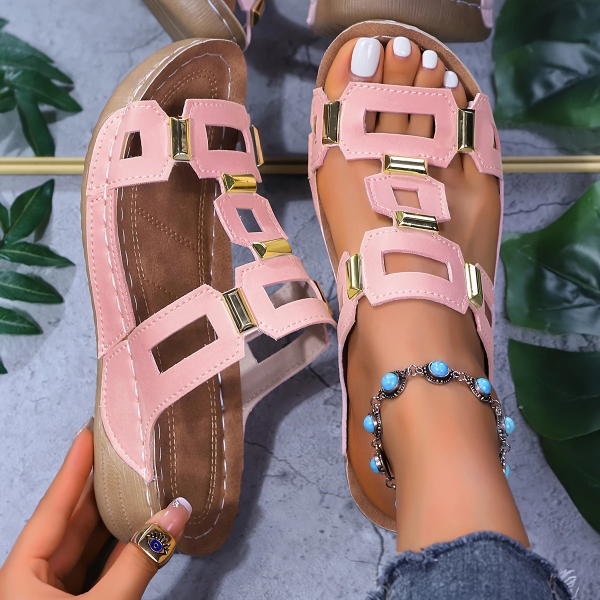 Women's T-Strap Platform Wedge Heel Sandals