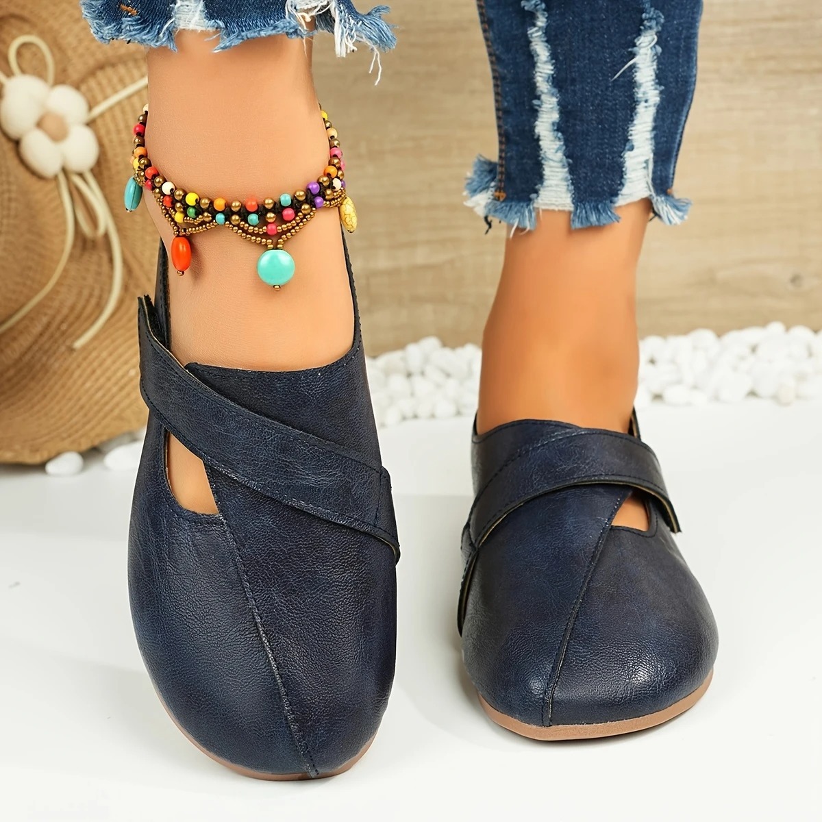 Women's Leather Velcro Comfort Shoes