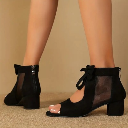 Women's Mesh Flower Ankle Boots