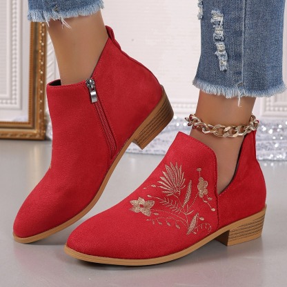Women's Elegant Floral Ankle Boots