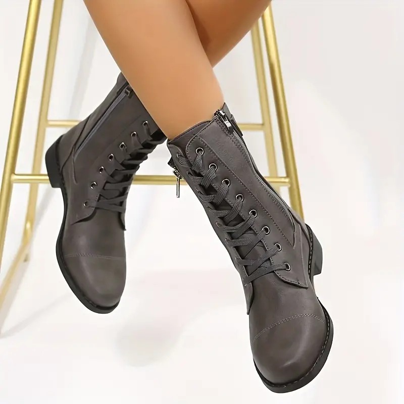 Women's Retro Flat Combat Boots