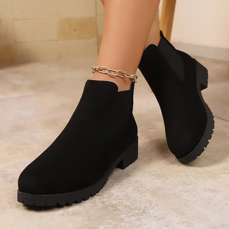 Women's Strap Low-Heel Chelsea Ankle Boots