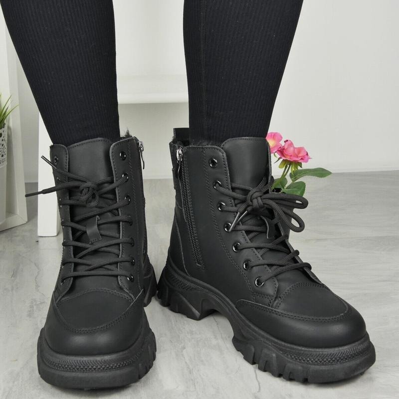 Women's Faux Fur Lace-Up Zip Boots