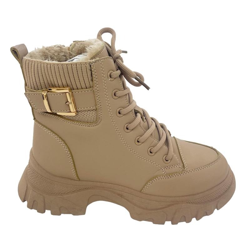 Women's Chunky Lace Up Flat Ankle Boots