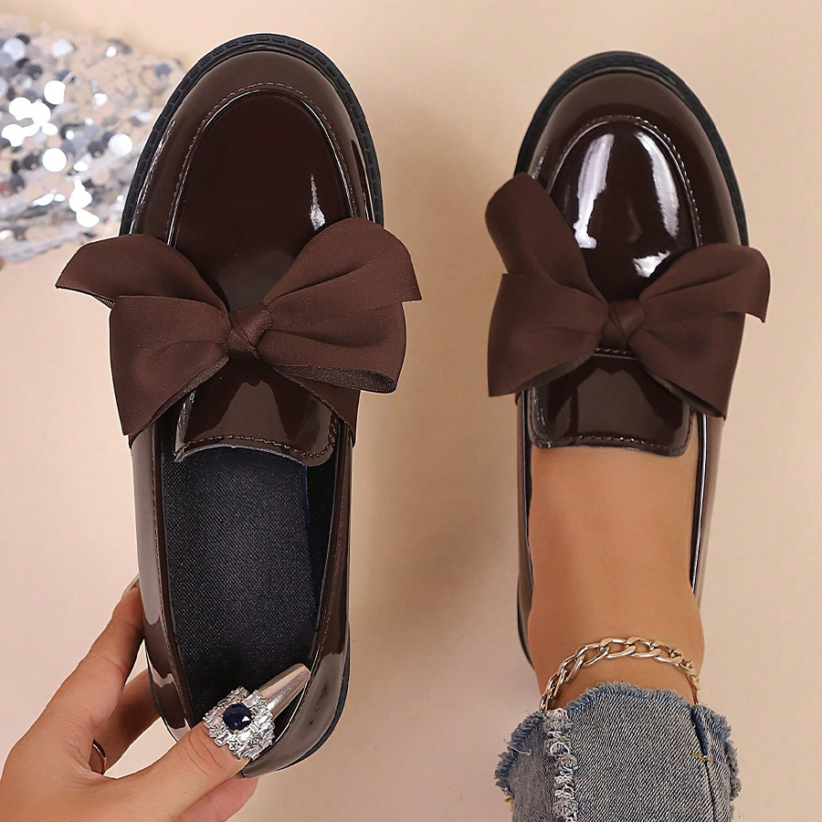 Women's Bow Round Toe Slip-On Loafers