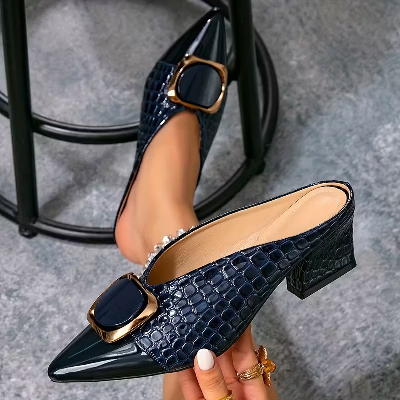 Women's Pointed Toe Buckle Heels