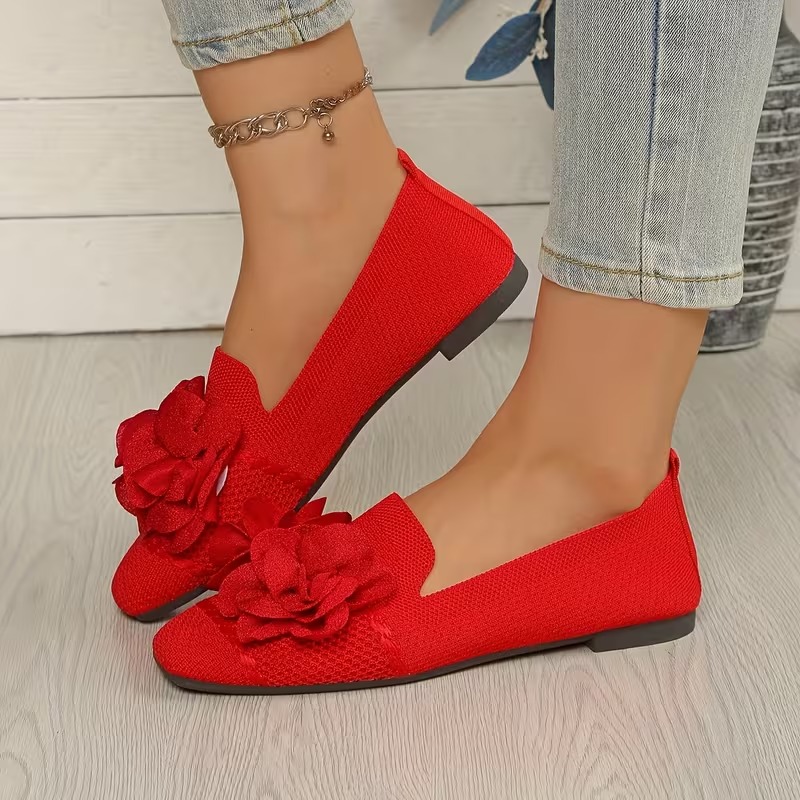 Women's Floral Mary Jane Flat Heels