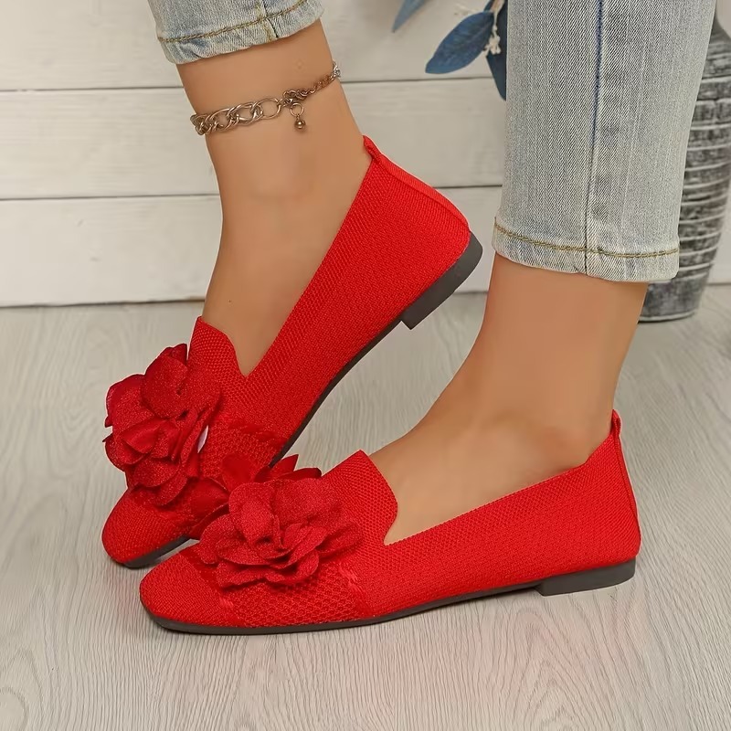 Women's Floral Mary Jane Flat Heels