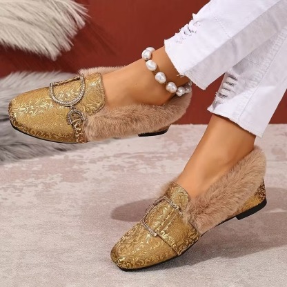 Women's Elegant Moccasin Plush Slippers
