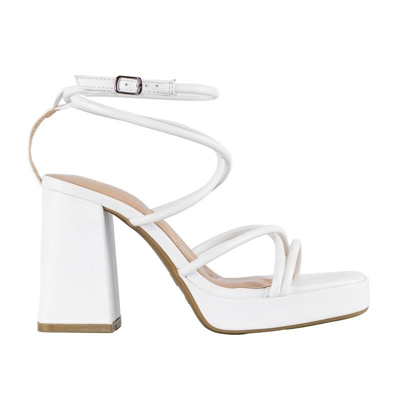 Square Toe Ankle Strap Block Heels