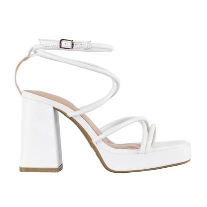 Square Toe Ankle Strap Block Heels