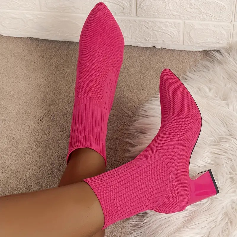 Womens High Heel Chunky Chelsea Boots