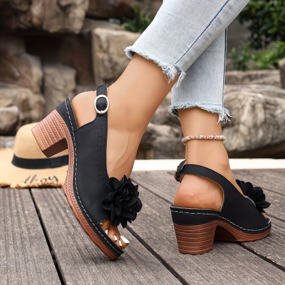 Women's Stylish Floral Chunky Heels