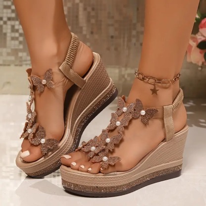 Elegant Women's Butterfly Wedge Sandals