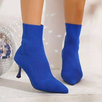 Elegant Solid Color Fabric Ankle Booties