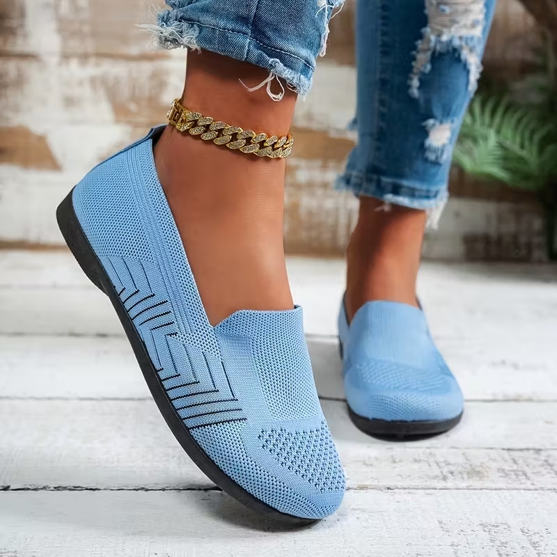 Women's Striped Mesh Flats